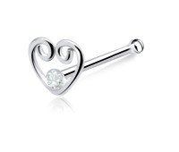 Heart with Stone Bone Nose Stud NSKD-810